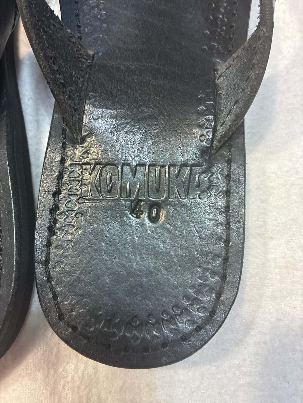 Komuka Handcrafted Black Leather Thong Sandals Flip Flops Size 40 - Picture 2 of 8
